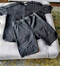 Very J - Comfy Washed Biker Top And Short Set