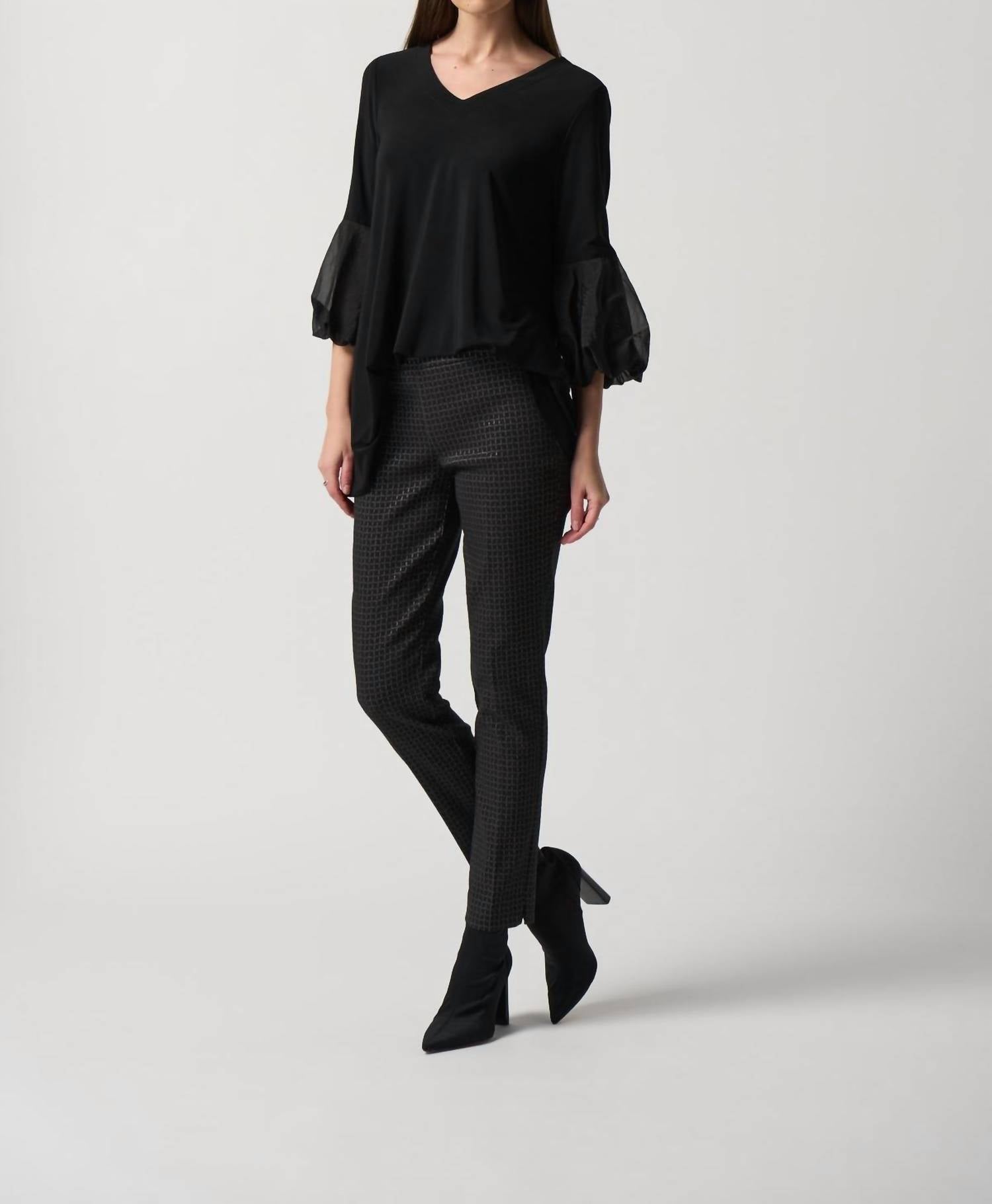 Joseph Ribkoff - Woven Jacquard Slim-fit Pants