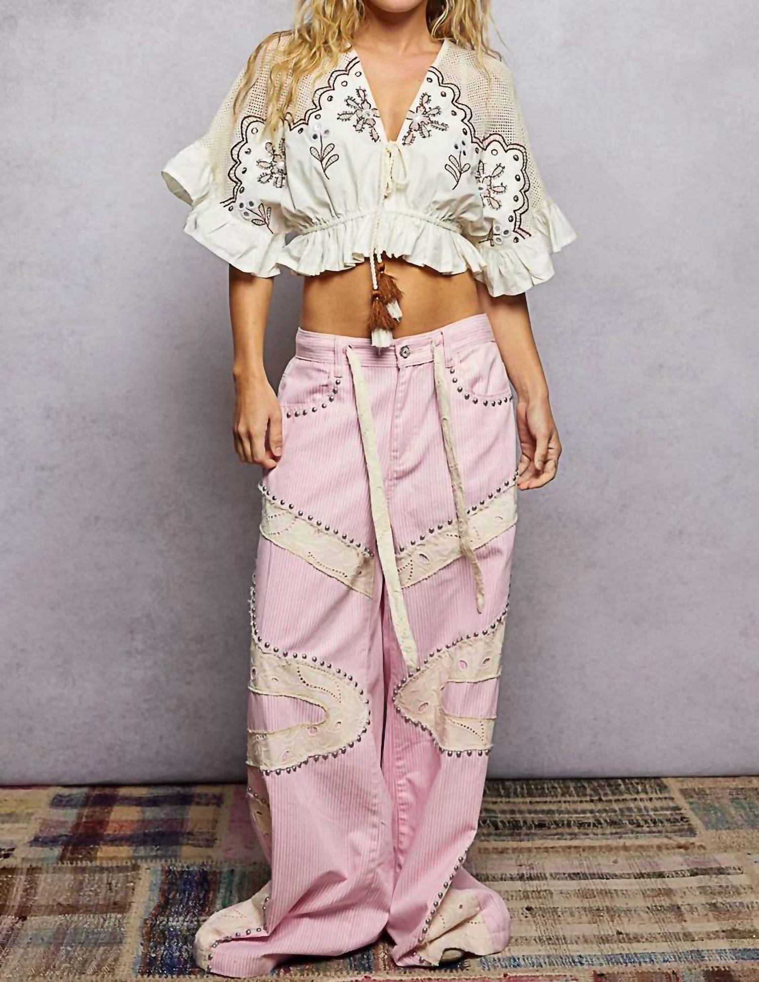 Pol - Kai Embroidered Gauze Cotton Top