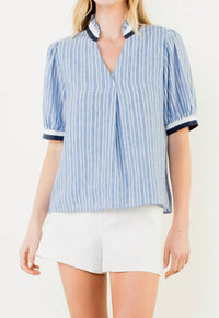 Thml - Short Sleeve Striped V Neck Top