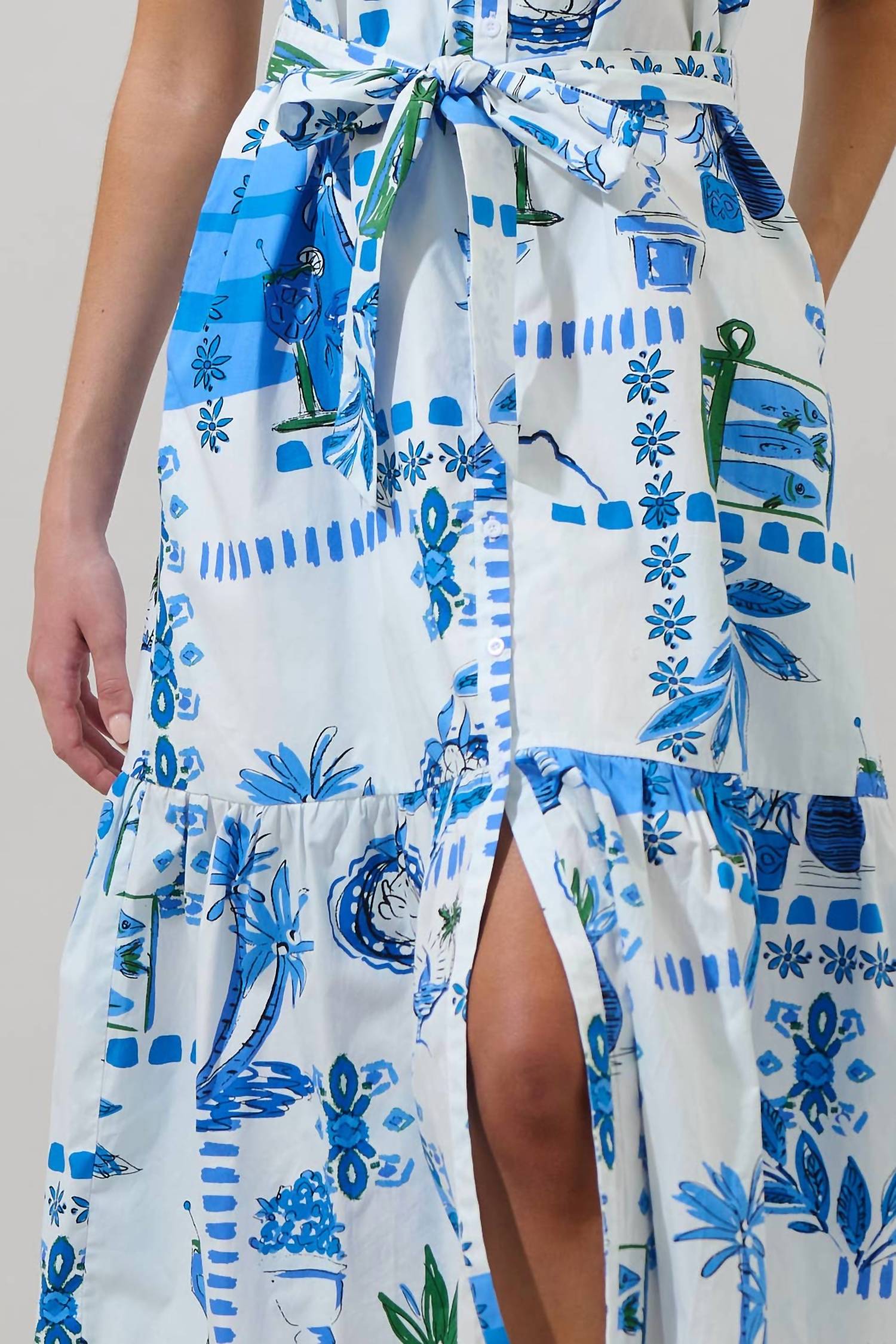 Sugarlips - Sosy Postcard Charlotte Button Midi Dress
