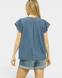 Umgee - Alicia Cap Sleeve Denim top