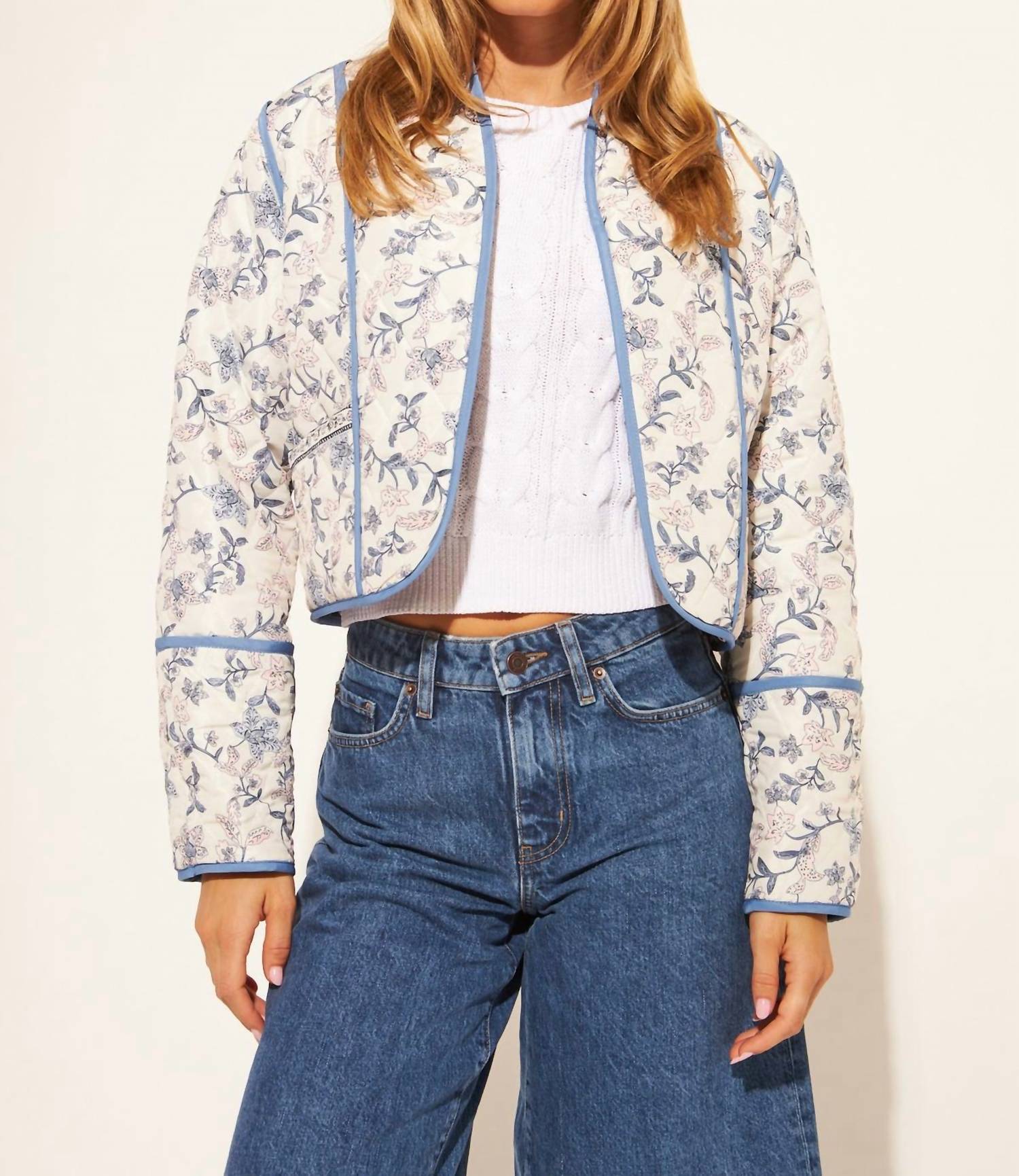 JOHN + JENN Marion Reversible Jacket in iris vine - women's jacket - detail view