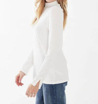 Fdj - Idina Ribbed Mock Neck Split Long Sleeve Top