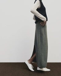 Mijeong Park CASHMERE BLEND KNIT MIDI SKIRT in gray - women's skirt - detail view