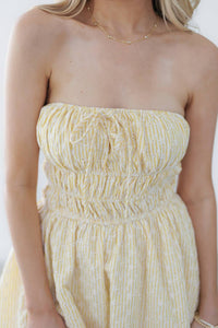 LE LIS Taryn Mini Dress in yellow white stripe - women's dress - view 5