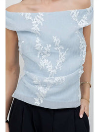 Whiteroom+Cactus - Embroidered Soft Woven Off Shoulder Blouse