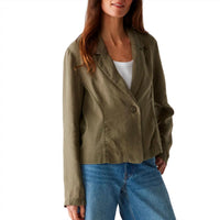 Michael Stars Women's Pearson Linen Blazer in camo - women's jacket - alternate view