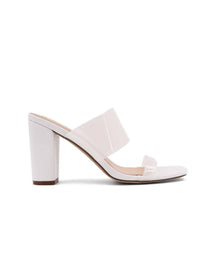 SHU SHOP Women's Gabrielle Clear Strap Block Heel in white - women's heels - detail view