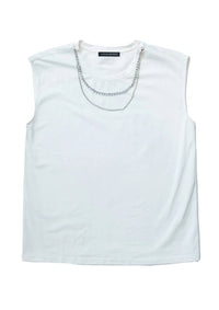 Circular Path - Sleeveless Round Neck Necklace T-Shirt