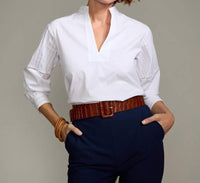 Hinson Wu - Gabrielle Long Sleeve Pintuck Detail Top