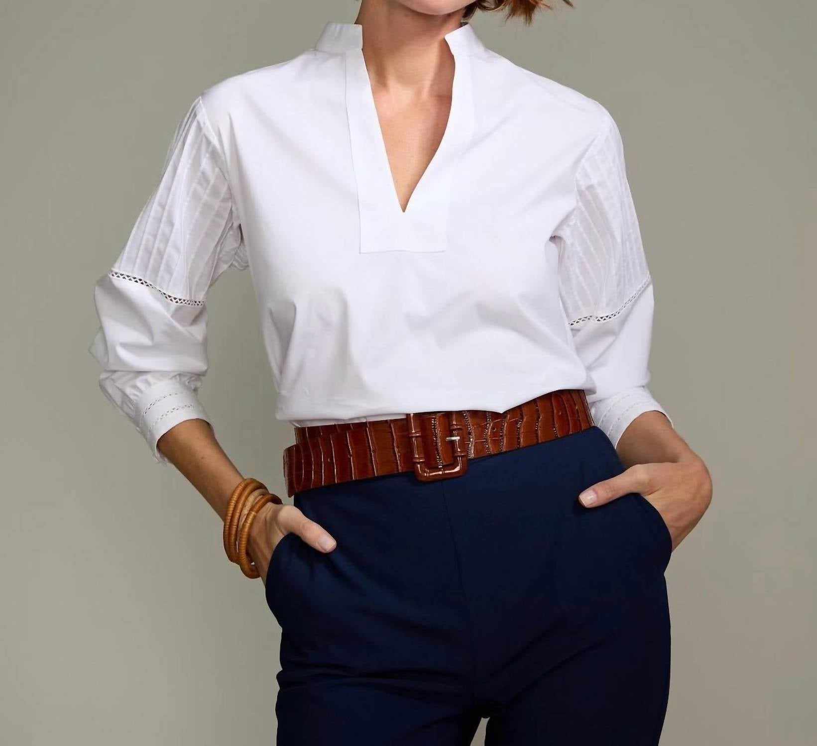 Hinson Wu - Gabrielle Long Sleeve Pintuck Detail Top