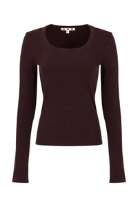 AMO Angelina Long Sleeve Top in aubergine - women's long sleeve top - view 4