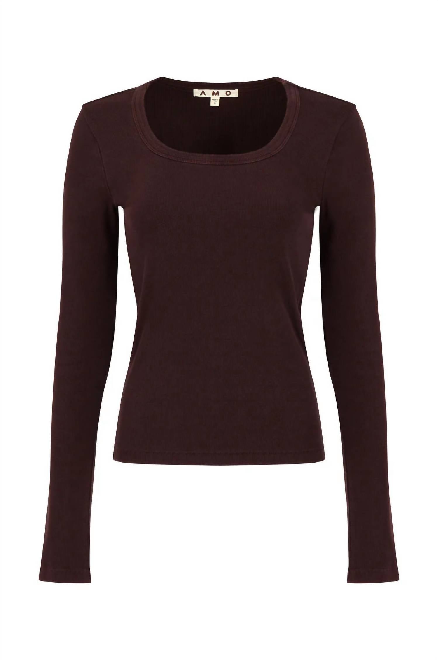 AMO Angelina Long Sleeve Top in aubergine - women's long sleeve top - view 4