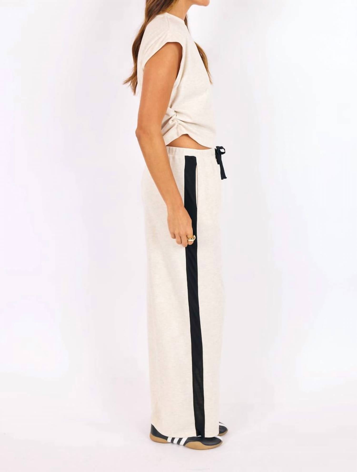 SAGE THE LABEL Metro Knit Pants in heather oatmeal - women's pants - alternate view