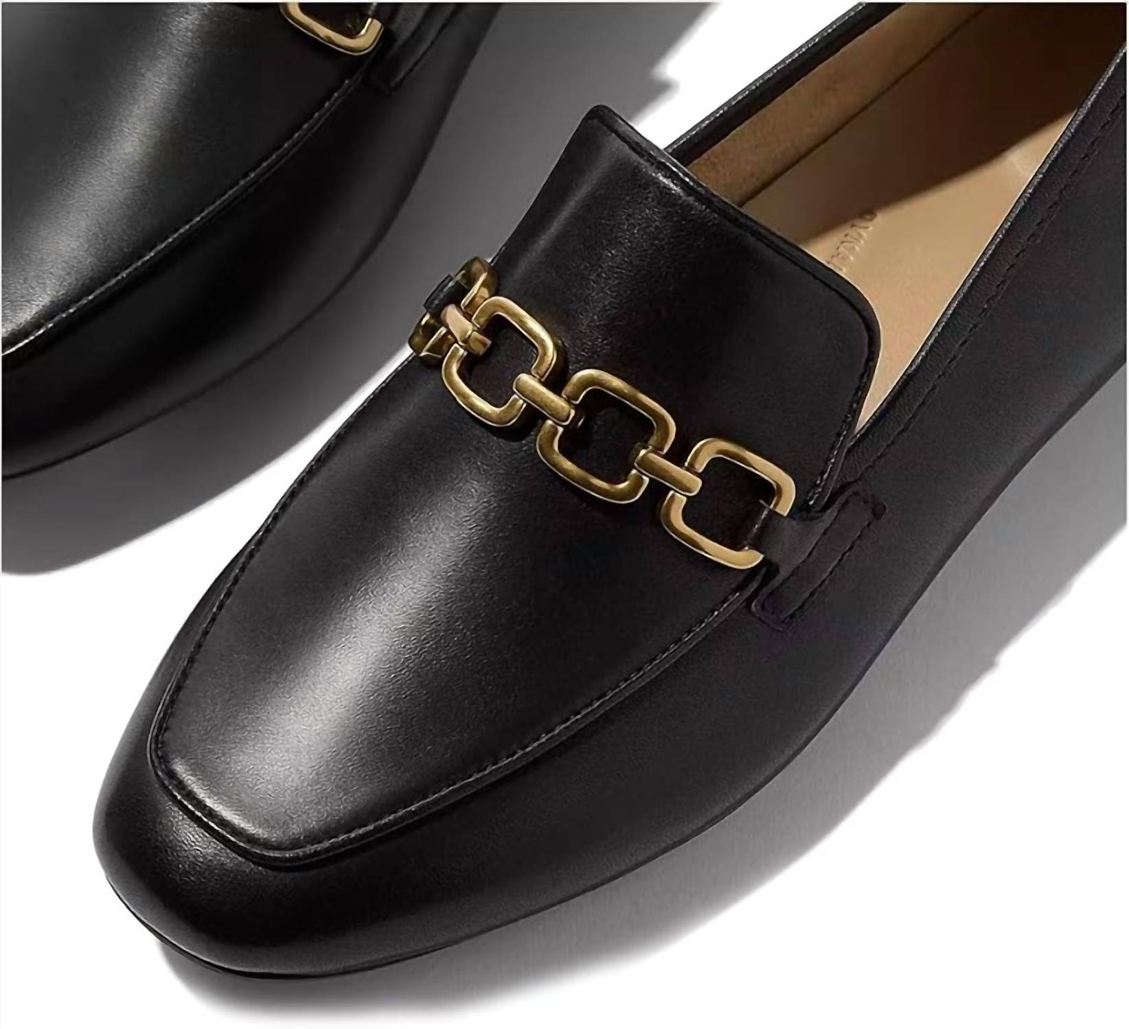Fitflop - Women's Delicato Square-chain Soft Leather Loafers