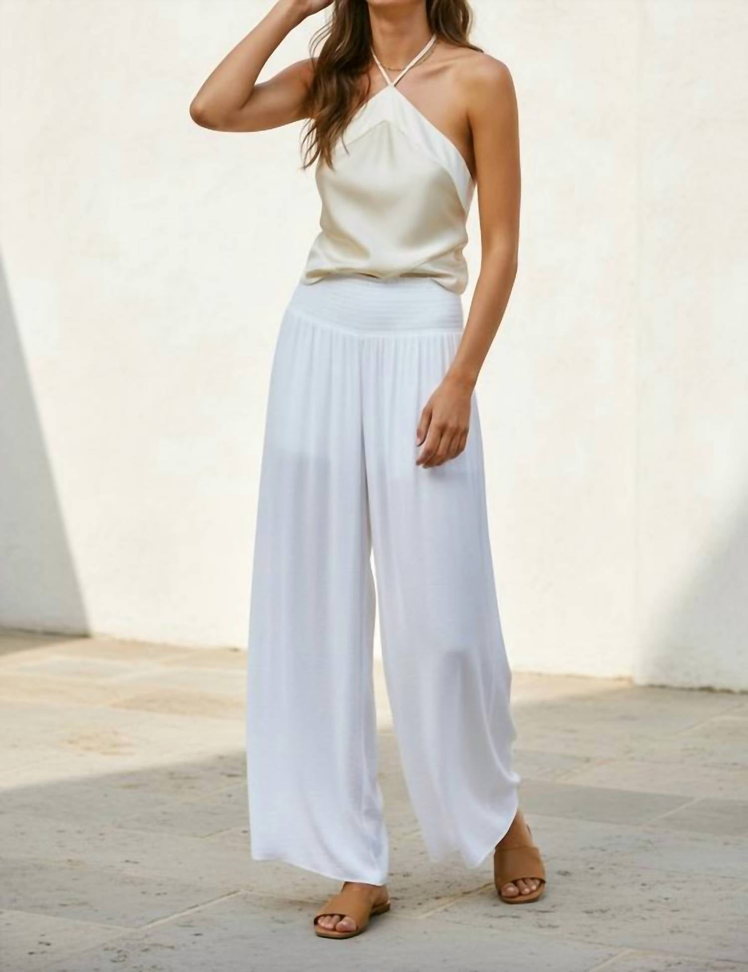 Naked Zebra - Smocked Waist Wide Leg Pant