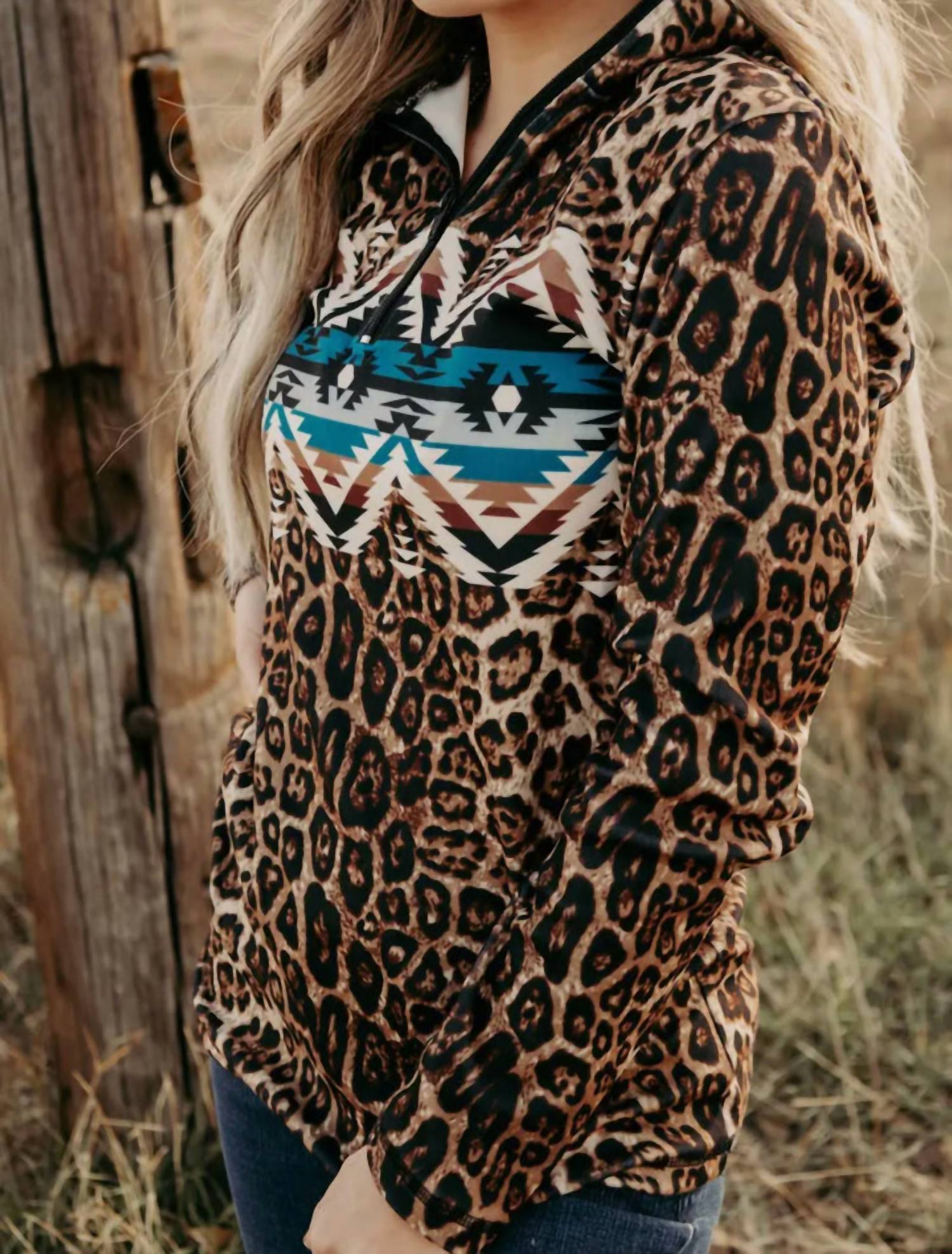 Sterling Kreek - Leopard Zip Up Pullover
