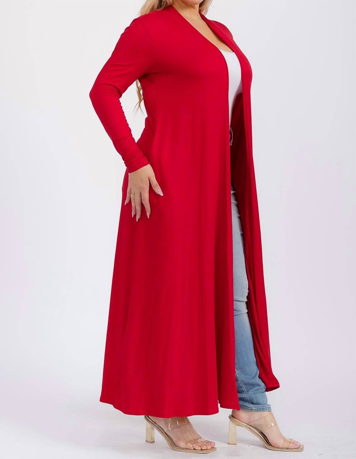 Karen T Design - Long Sleeve Maxi Length Open Front Cardigan