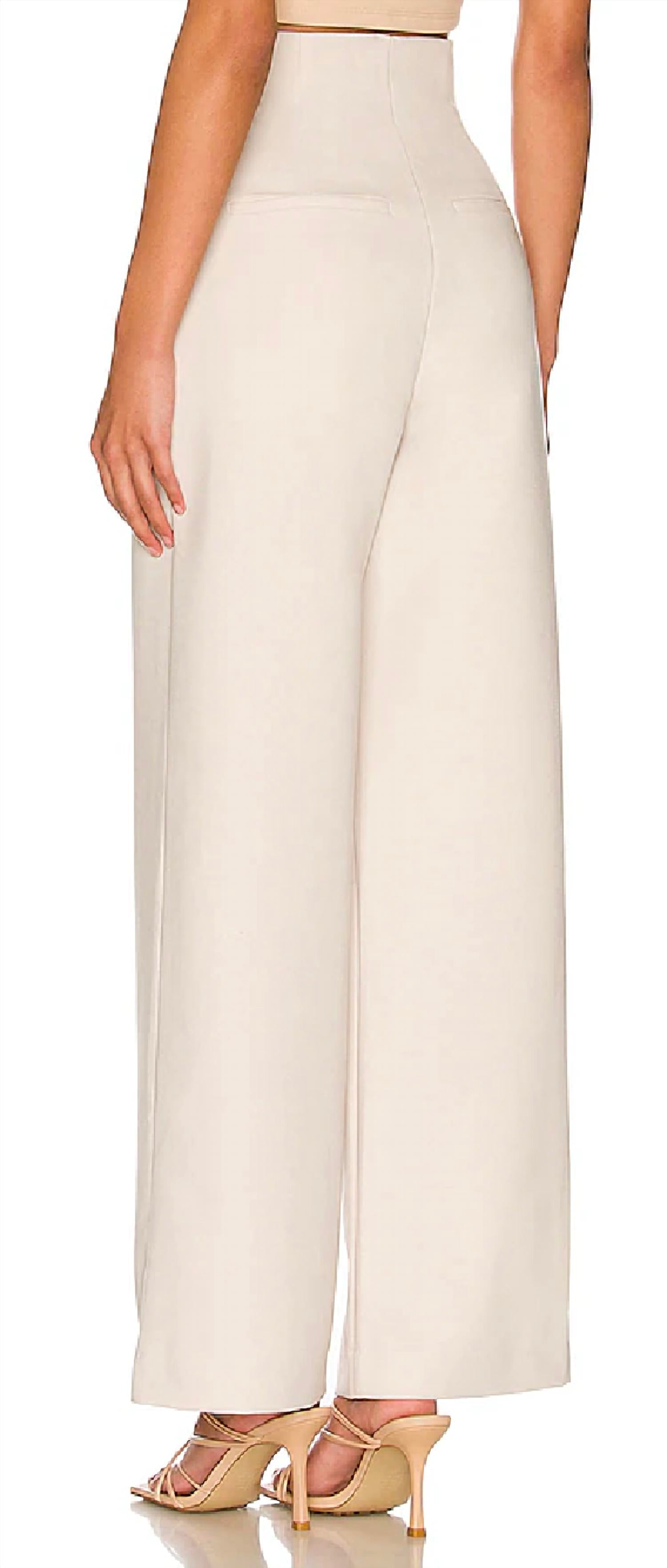 BARDOT Anna High Waist Pant in white - women's pants - detail view