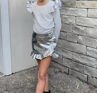 Kids Silver Ruffle Top
