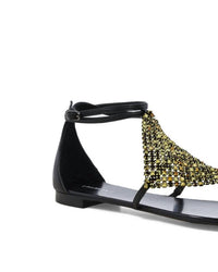 LOLA CRUZ Women's Flat Leather Sandals in black - women's sandal - alternate view
