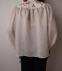 Beulahstyle - Eyelet Lace Long Sleeve Blouse