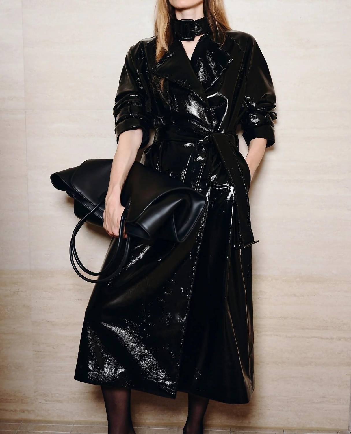 Rue Sophie Hyde Shiny Trench Coat in black - women's jacket - view 6