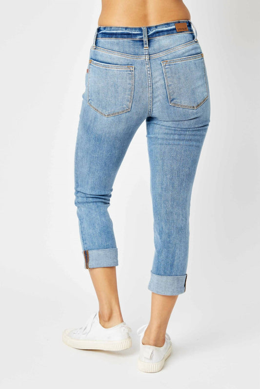 Judy Blue - Mid-Rise Cuffed Skinny Capri