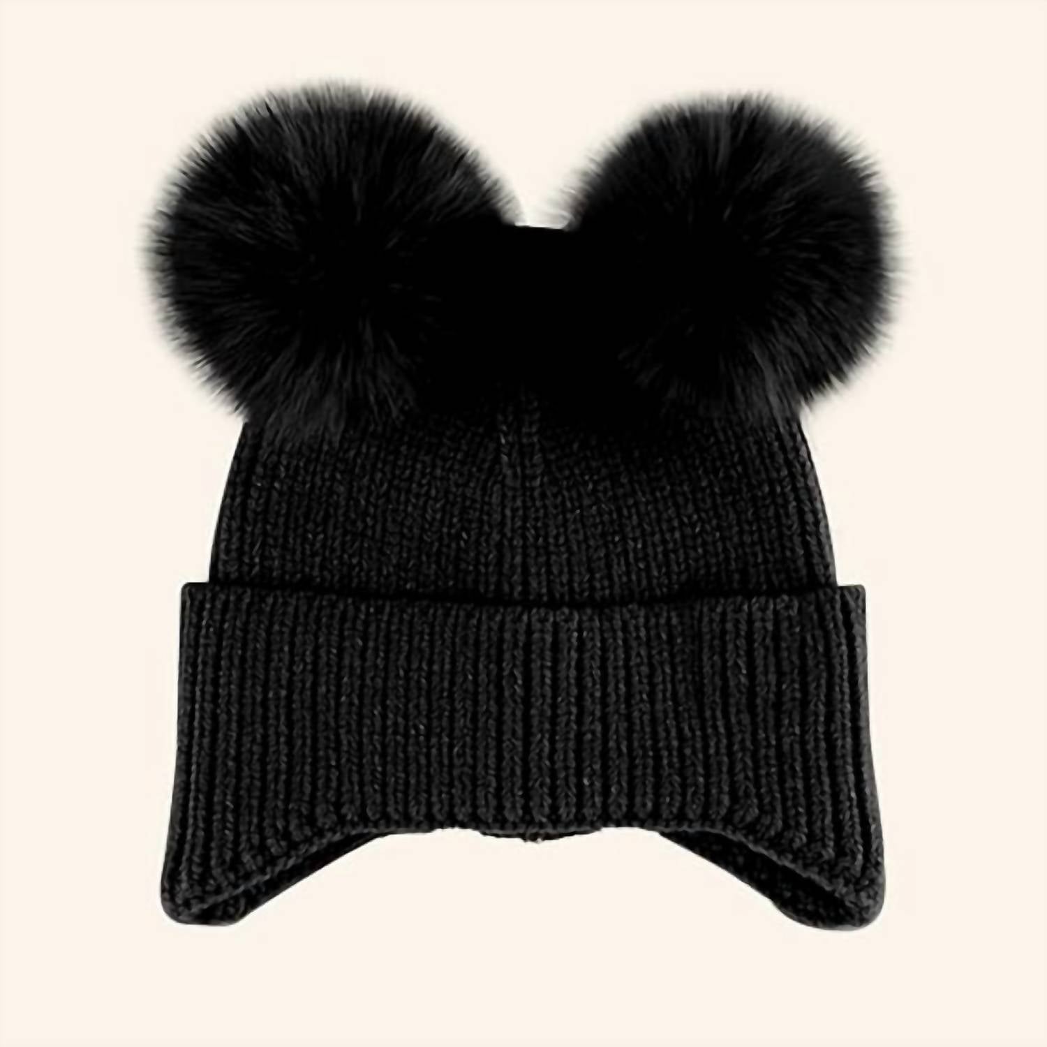 C.C Beanie - Baby Double Fur Pom Beanie