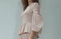 Ellyndale - Pleating Blouse Top With Tuck Sleeve
