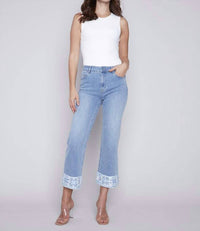 CHARLIE B Crochet Hem Jean in light blue - women's jeans - view 6