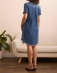 Tribal - Flowy Lyocell Pop Over Shirt Dress