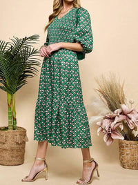 CEZELE Smocked Midi Dress in green - women's dress - view 4