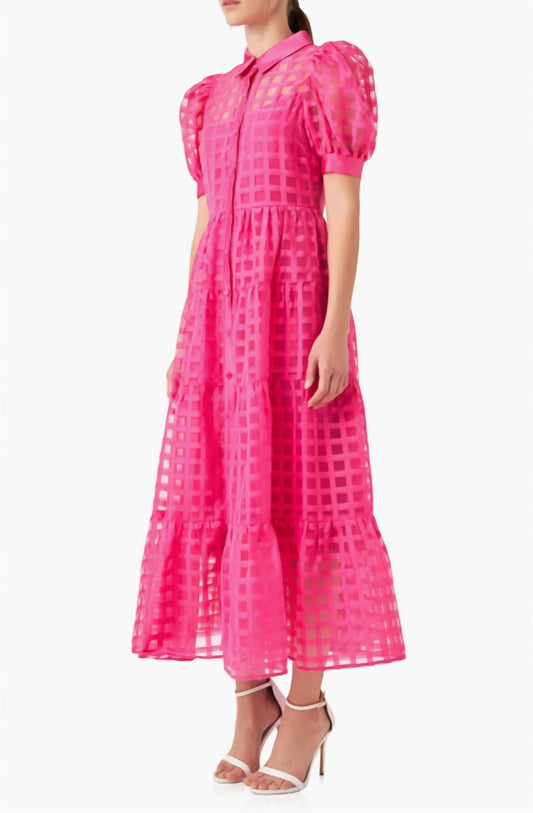 English Factory - Organza Tiered Puff Sleeve Dress