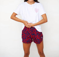 Sundry ALOHA FLORAL SHORTS in navy scarlet - women's shorts
