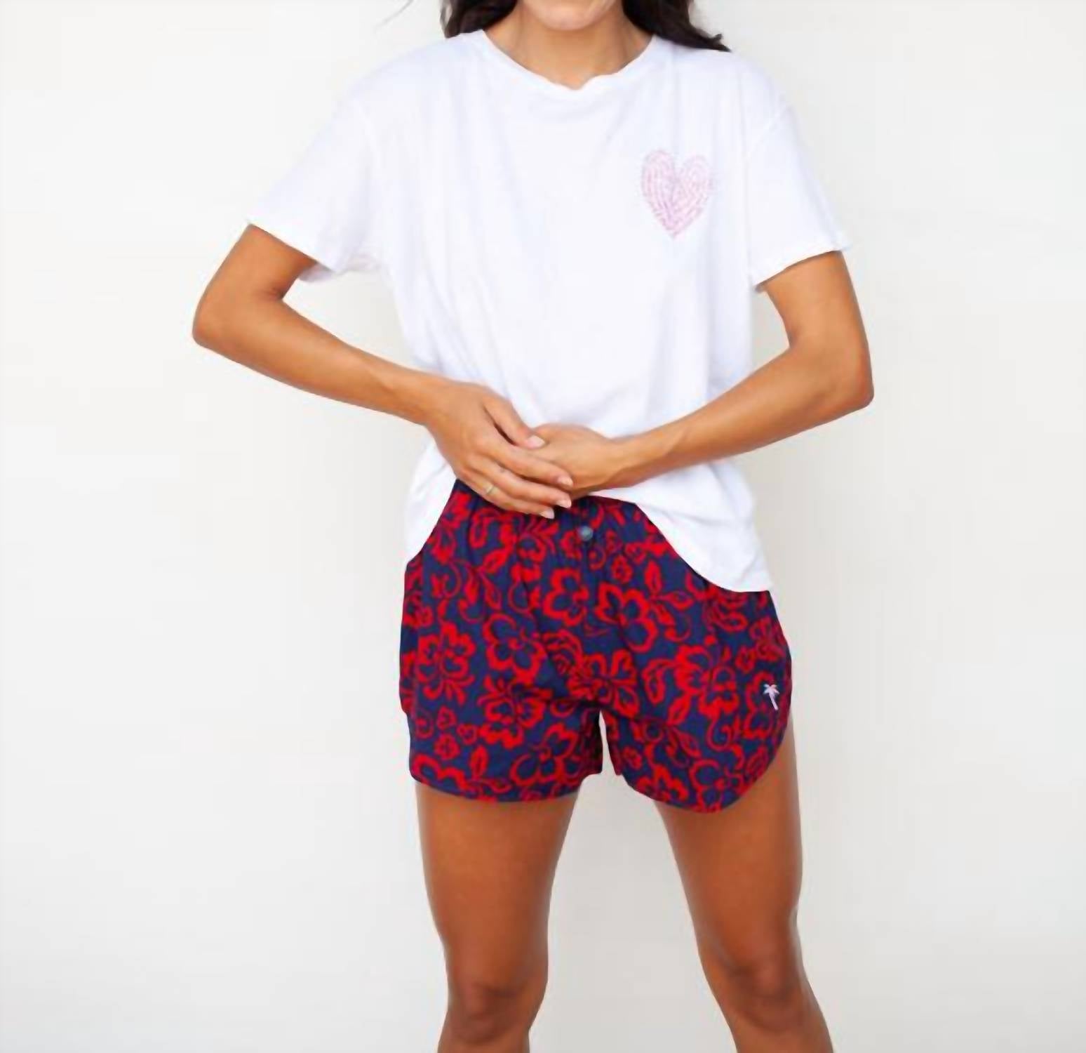 Sundry ALOHA FLORAL SHORTS in navy scarlet - women's shorts
