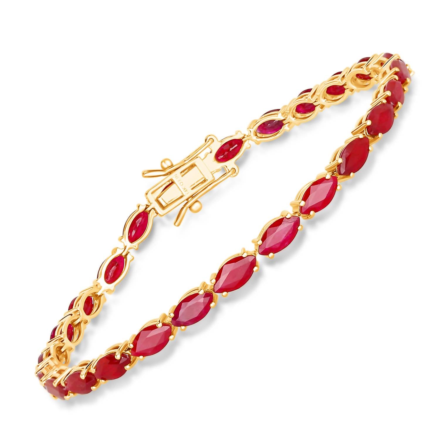 Diana M Jewels Women's Marquise Natural Ruby Bracelet (9.50 Ct) - Bold in 14k yellow gold - women's jewelry