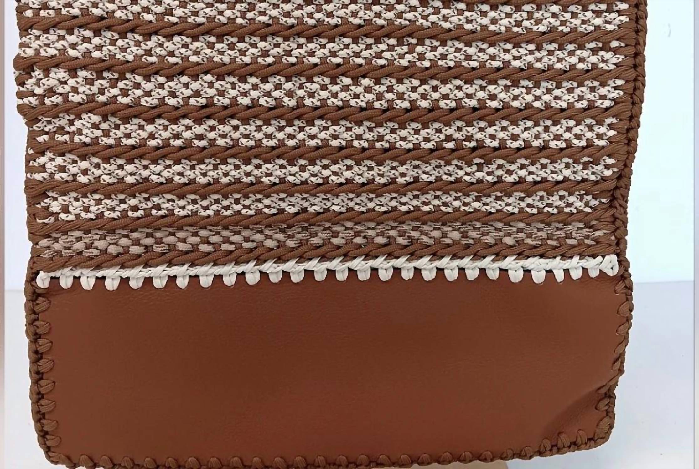 Valentino Garavani Men's Identity Woven Tote Bag Without Detachable Strap in brown beige white - men's bag - alternate view