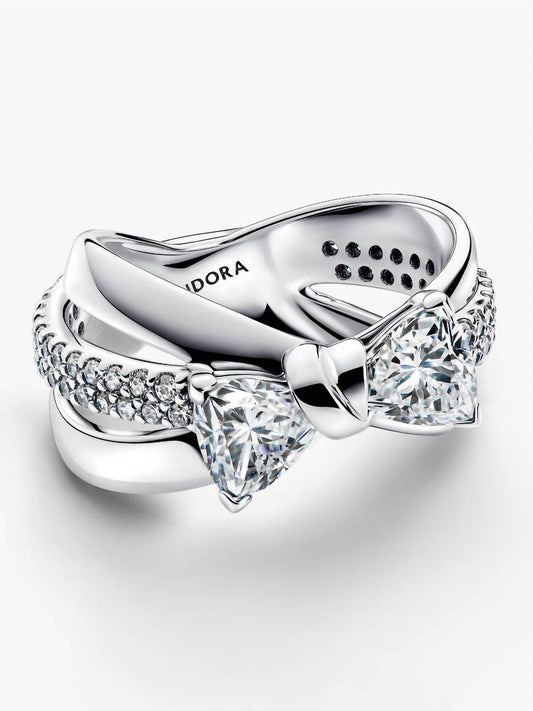 Pandora - Sparkling Bow Crossover Ring