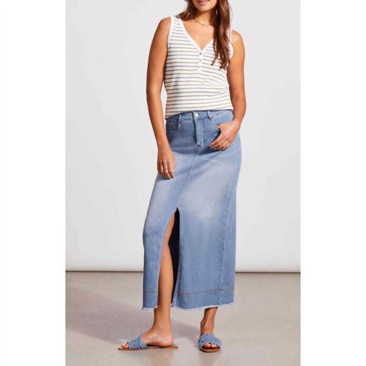 Tribal - Full Length With Slit Denim Skirt