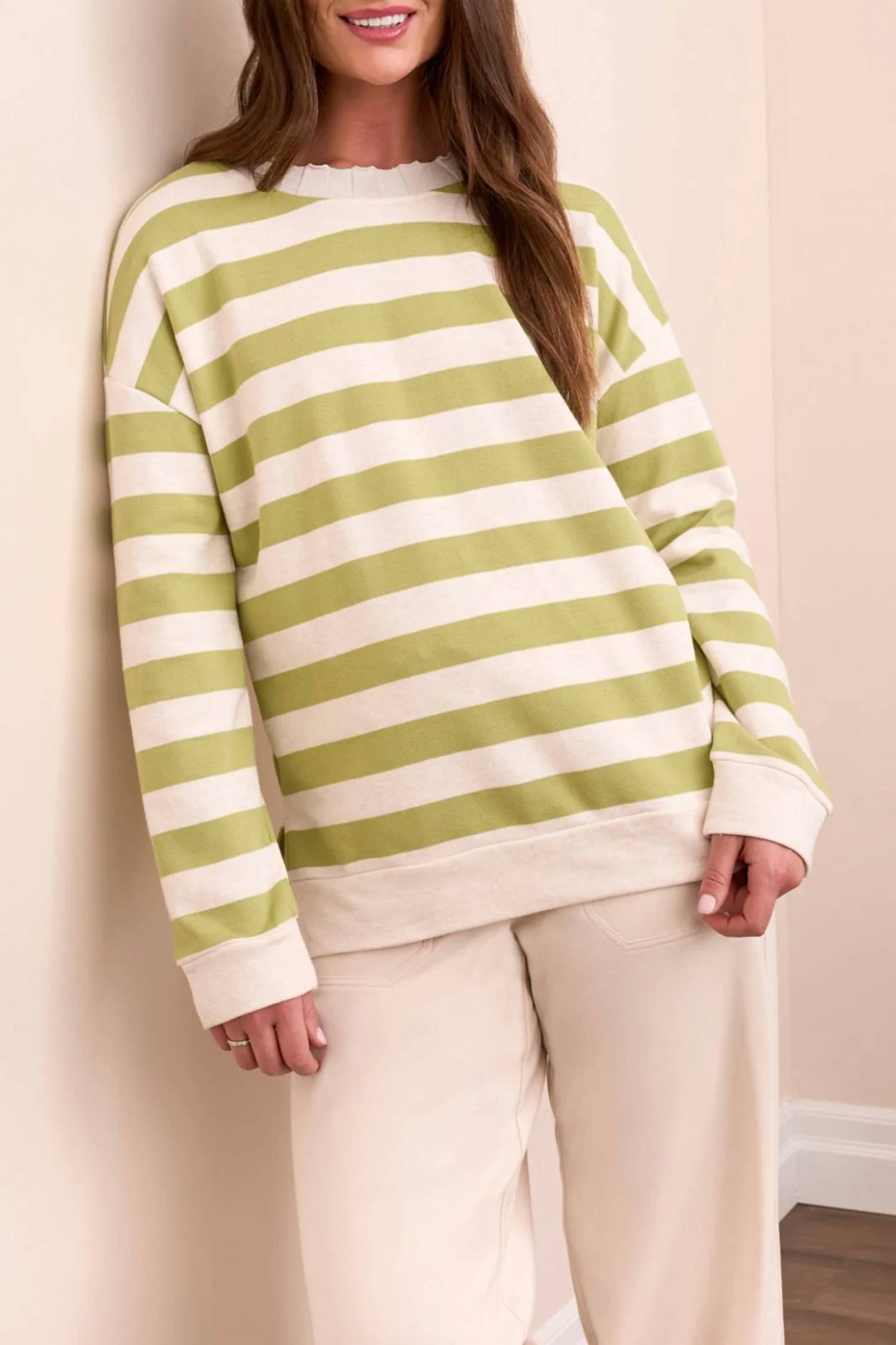Tribal - Stripe Crew Neck Top