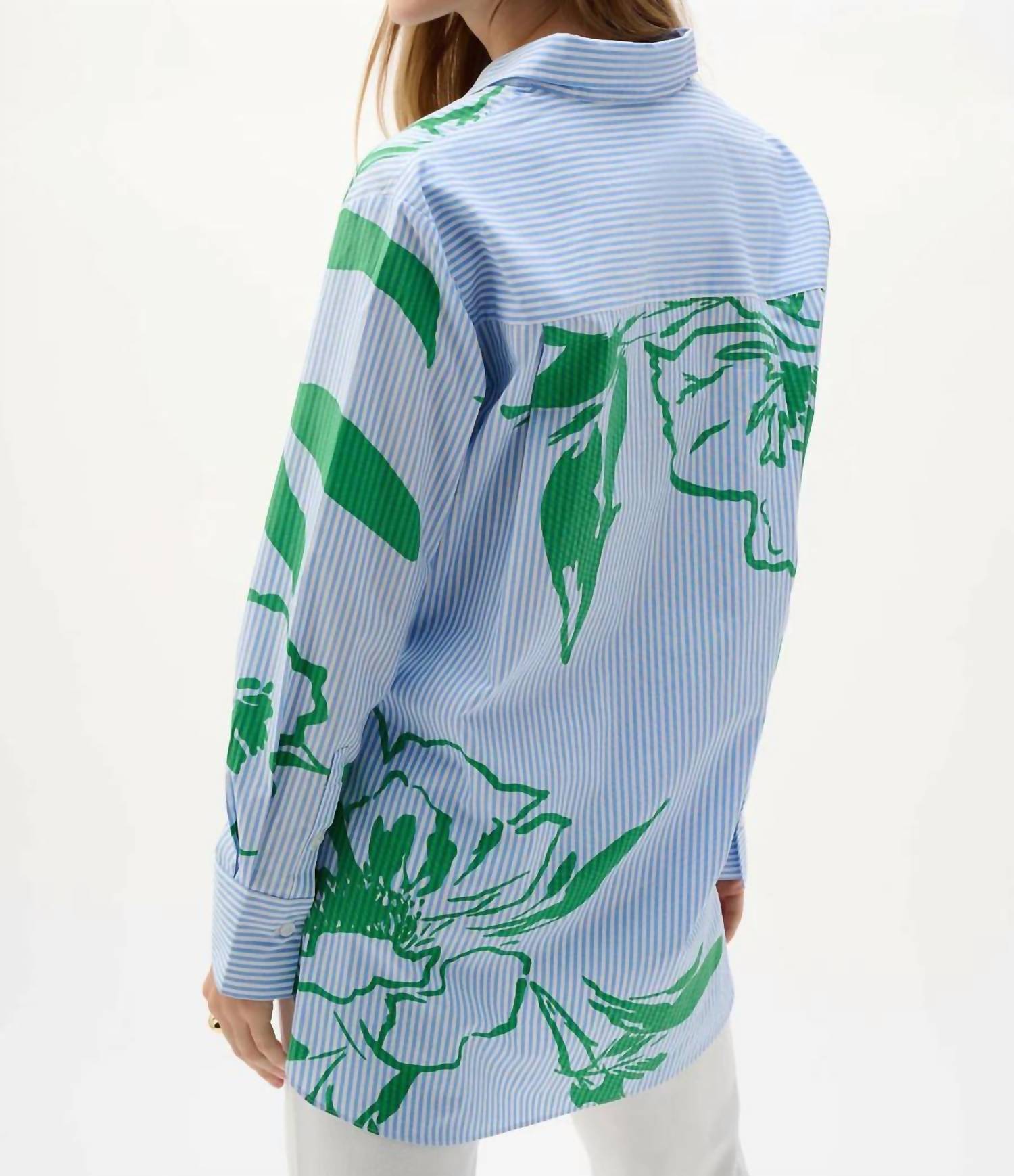 Joseph Ribkoff - Cotton Stripe Floral Print Boxy Blouse