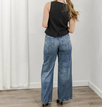 Hidden - Wide Leg Moto Jeans