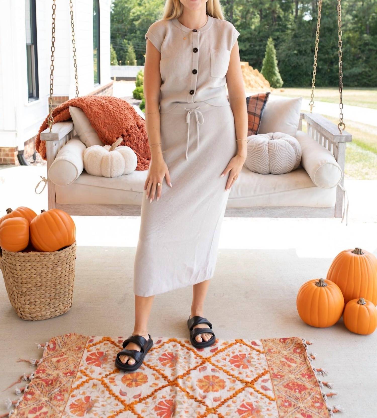 Elle Grey Soft Essentials Knit Vest And Skirt Set in grey - women's skirt