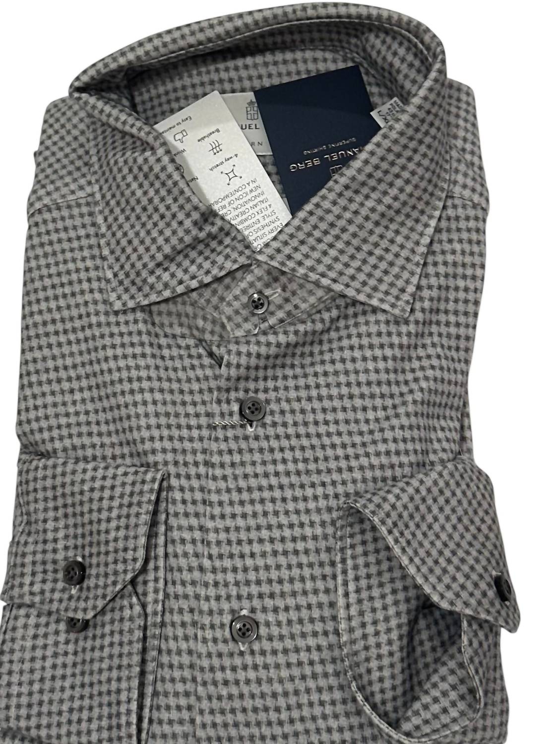 Emanuel Berg Men's Long Sleeve Button Down Shirt in black - men's shirt - detail view