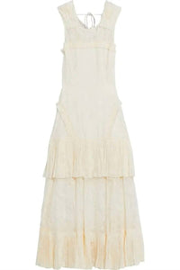 Alexis - Feliciana Tie-back Pleated Chantilly Lace Midi Dress