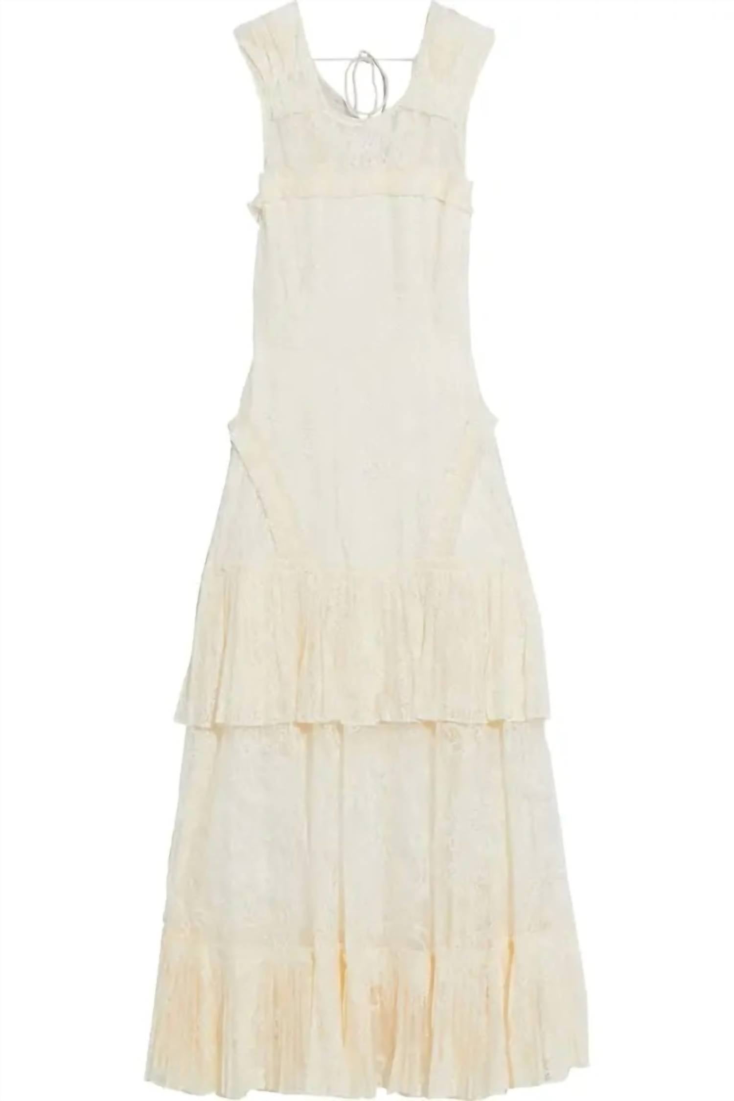 Alexis - Feliciana Tie-back Pleated Chantilly Lace Midi Dress
