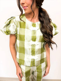 Emily Mccarthy - Isabella Gingham Short Sleeve Top