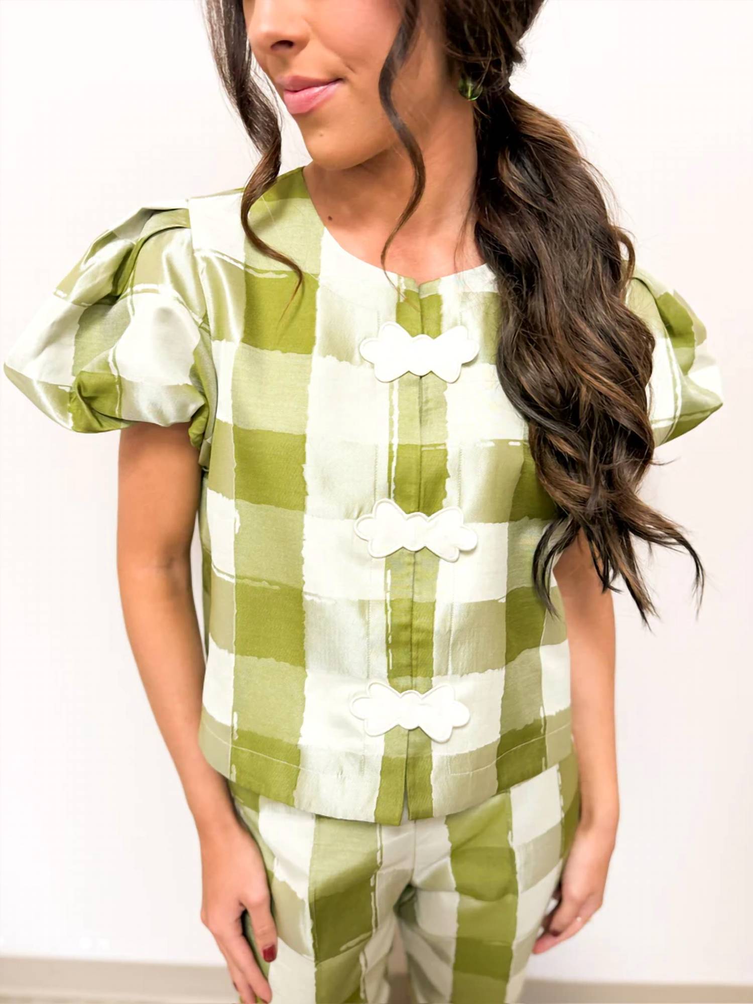 Emily Mccarthy - Isabella Gingham Short Sleeve Top